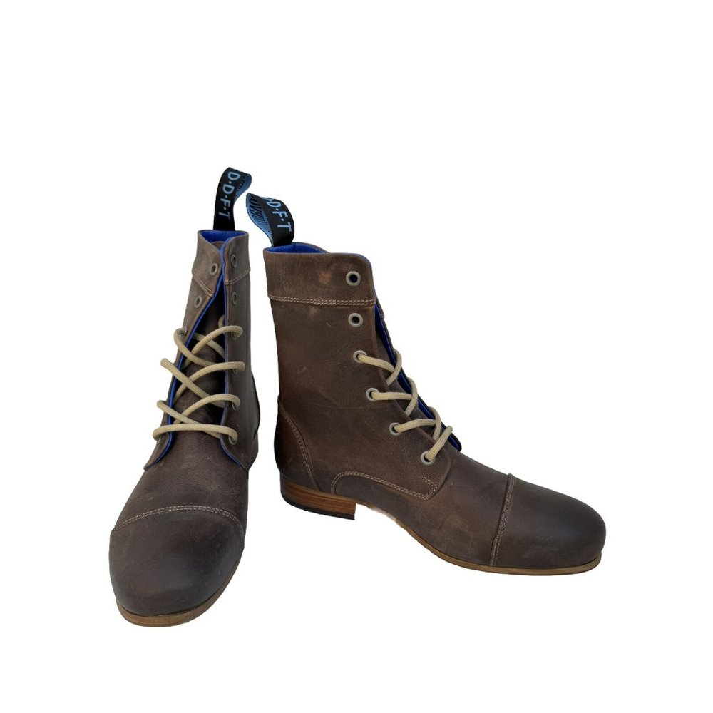 John Fluevog Radio Brown  Lace Up Distressed Boots Womens 8.5 NIB New Men’s 6.5